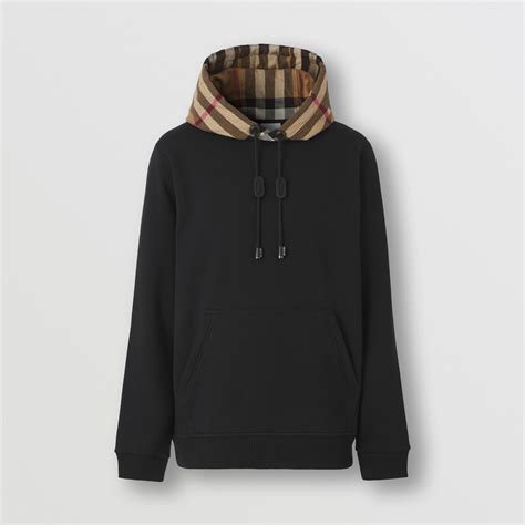 burberry black hoodie with check|burberry hoodie black and white.